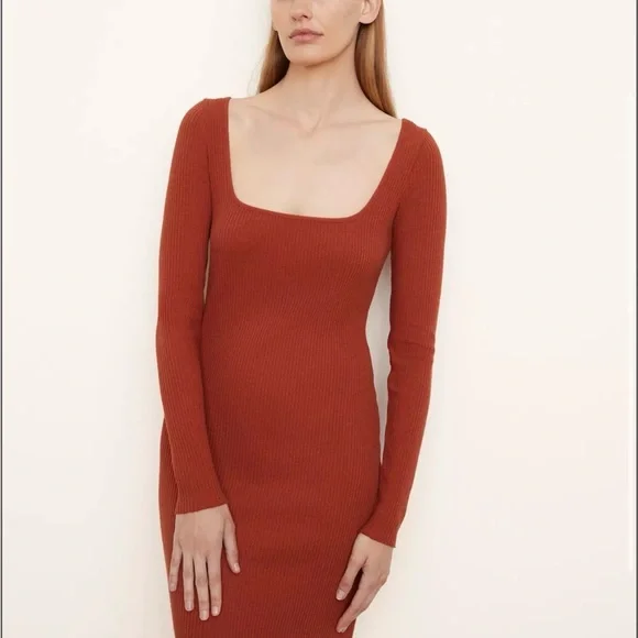 NWT Vince Rust Long Sleeve Dress SIZE LARGE 80 MSRP - Picture 1 of 6